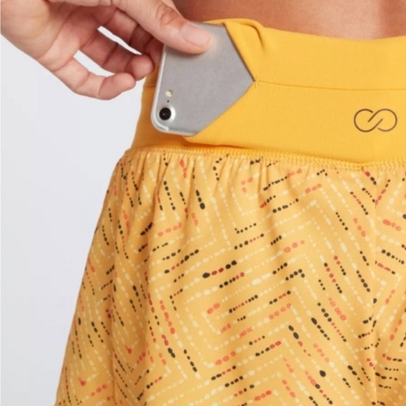 FINAL PRICE CALIA Yellow Orange Printed Kick It Up Shorts Activewear Shorts - Picture 11 of 11